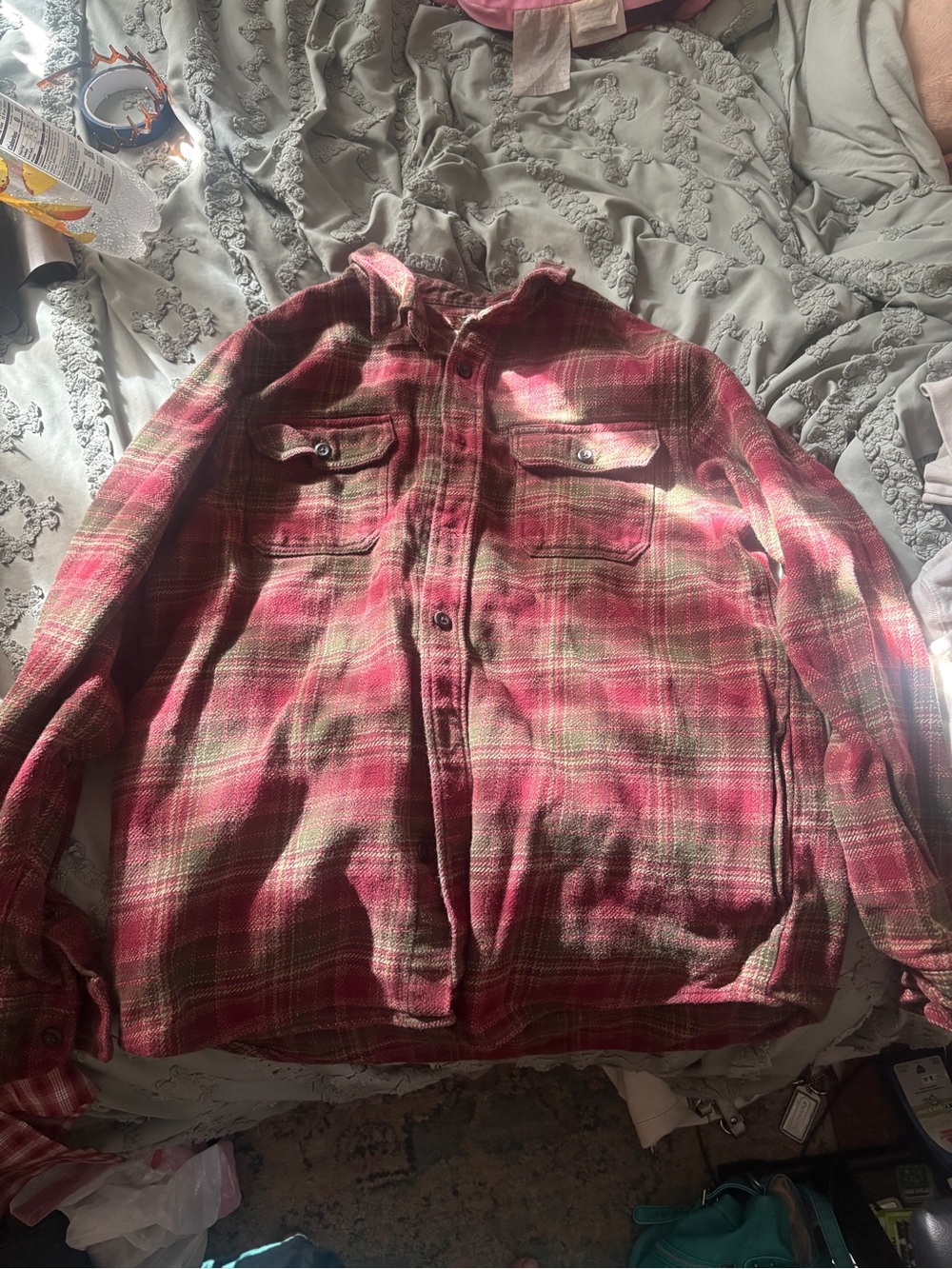 Orvis Red and Green Plaid Button-Down Flannel Shirt
